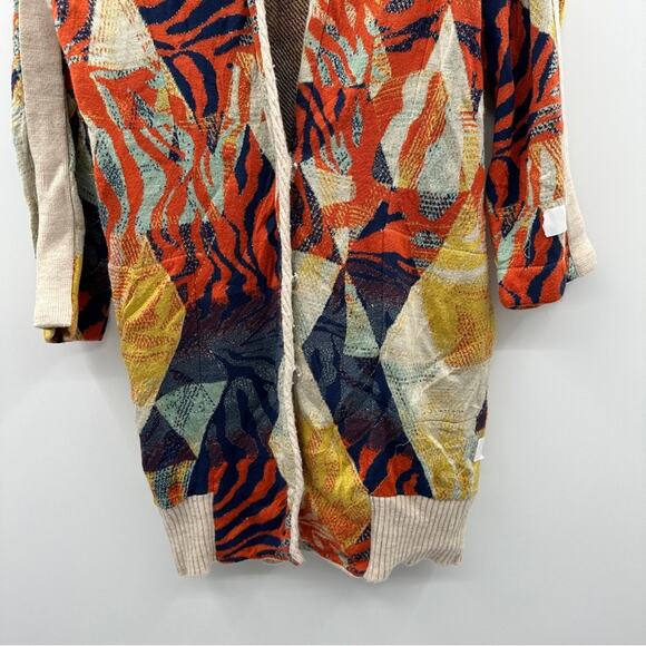 RTR Aldo Martins Naeba Geometric Multicolor Patchwork‎ Long Sleeve Cardigan Sz 2 - Picture 4 of 13